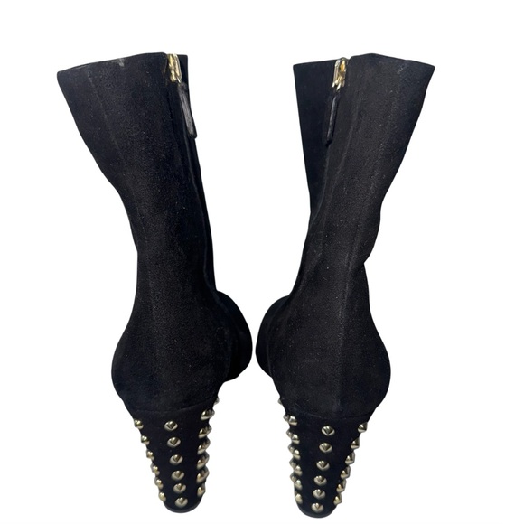 GUCCI Suede Studded Melville Heel Ankle Booties Sz 40 Black - Picture 3 of 15